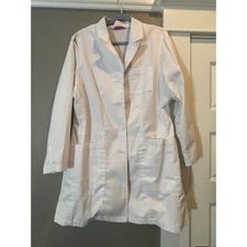 Med Couture White Lab Coat Womens 18 Herringbone Professional Medical Jacket