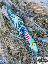 8" Eagle  American Flag Printed Design Blade  Handle Spring Assisted Folding K