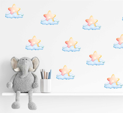 24 Pastell Stern Wolke Vinyl Aufkleber Sticker Wandbild Kinder Kids eo434