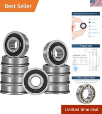 Alloy Steel Flanged Ball Bearings - 10 Pack, Pre-Lubricated for Smooth Operation
