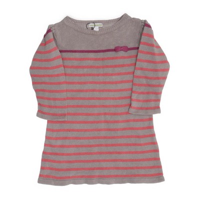 Vertbaudet, Kleid, Größe: 86, Beige/Lila, Streifen, Mädchen #a5e