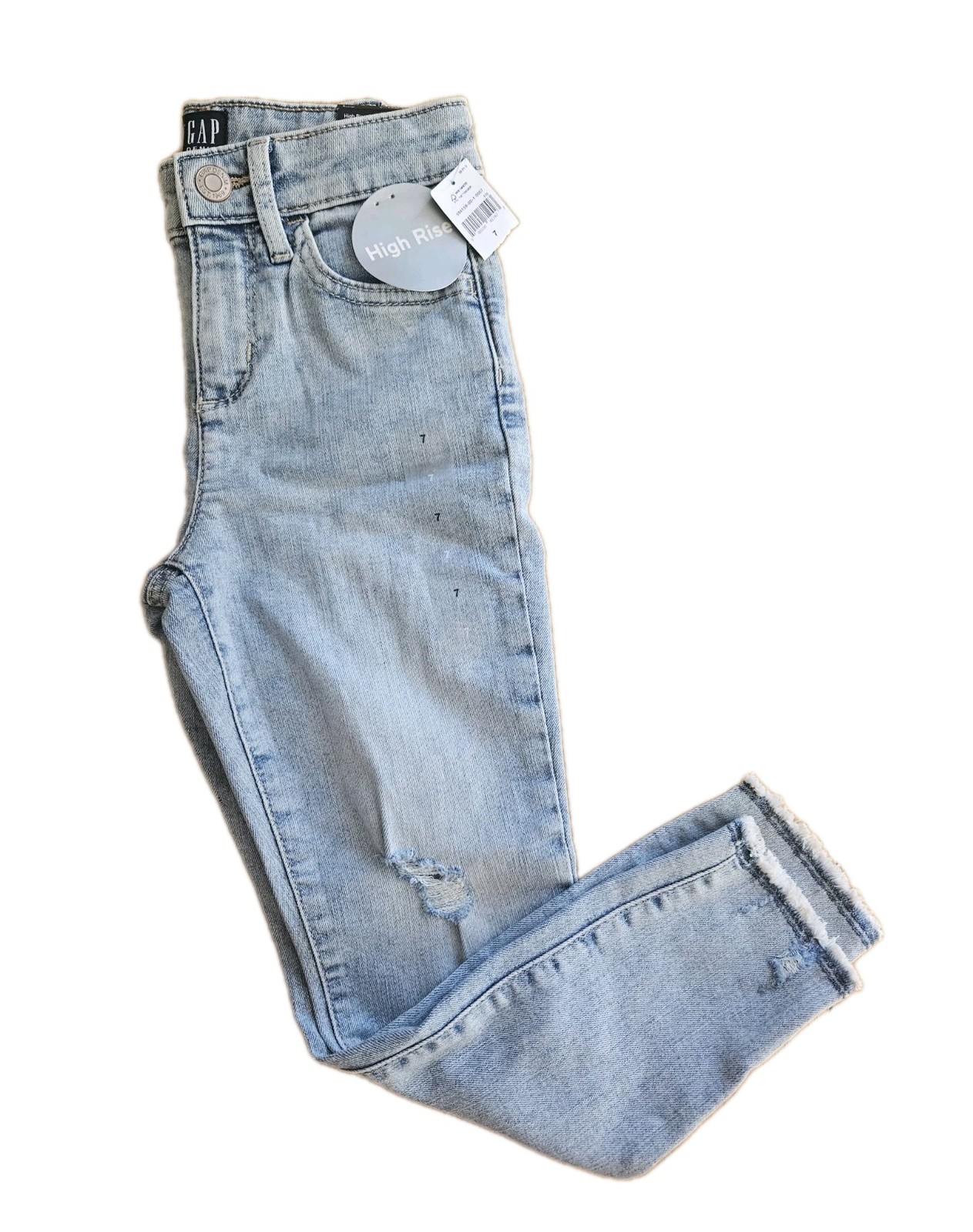 Size 7 High Rise Skinny Stretch Light Wash Nwt Button