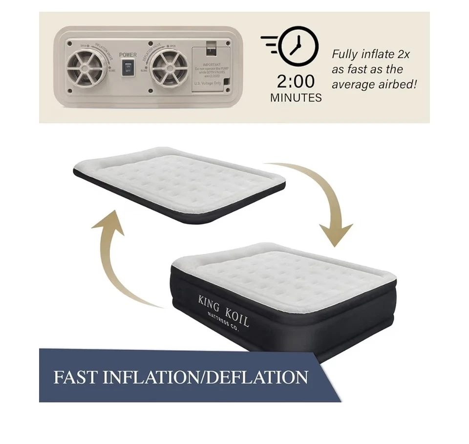 King Koil Luxury Air Mattress Queen with Built in Pump - Image 4 of 4