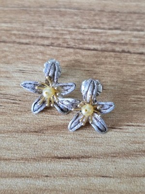 Vintage Michael Michaud Silver Seasons -  Orange Blossom Post Earrings