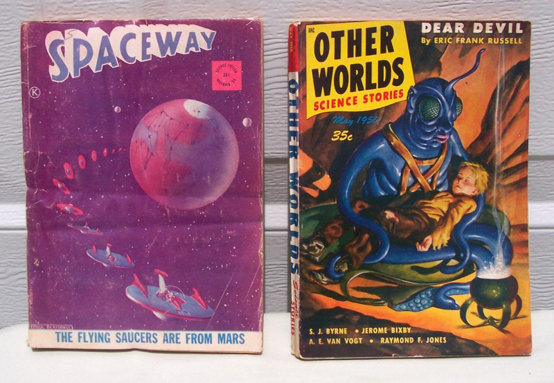 (2) 1950 & 1954 Science Fiction Softcover Books / SPACEWAY & OTHER WORLDS