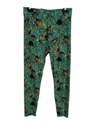 Chances R Green Abstract Pattern Elastic Waist Leggings Size L Stretchy Casual