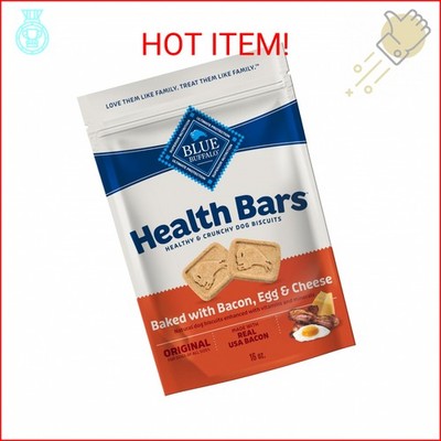 Blue Buffalo Health Bars Bacon, Egg & Cheese Crunchy Dog Biscuits, Oven-Baked wi