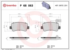 Rear Axle Brembo P 68 063 Brake Pad Set, Disc Brake for, Nissan, Opel, Rena
