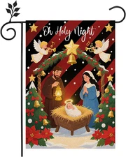 Nativity Christ Oh Holy Night Christmas Garden Flag 12 X 18 Inch Double Sided Bu