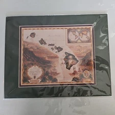 Map of the Sandwich Isles Islands Matted Print by Blaise Domino- Picture Map Co