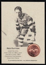RED DUTTON - B/U 1967 Canadian CENTENNIAL Coin Card - NEW YORK AMERICANS HOF