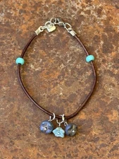 Beautiful boho Round leather handmade floral bracelet