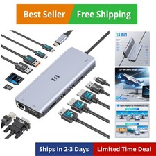 USB C Docking Station 4 Monitors,13 in 1 Laptop Docking Station 3 Monitors wi...
