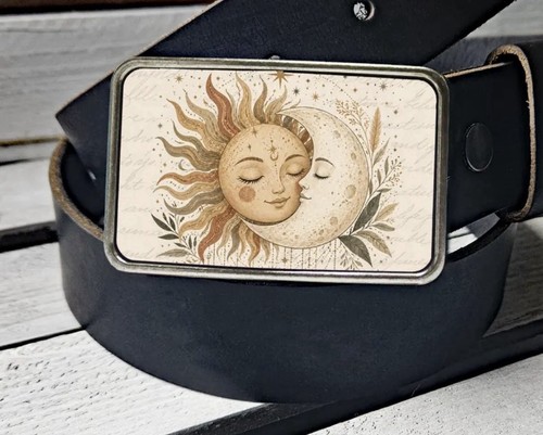 Celestial Sun Moon Belt Buckle