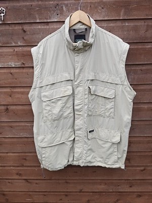 VINTAGE AIGLE French Utility Safari Angelweste Weste - Herren XL Beige Baumwolle