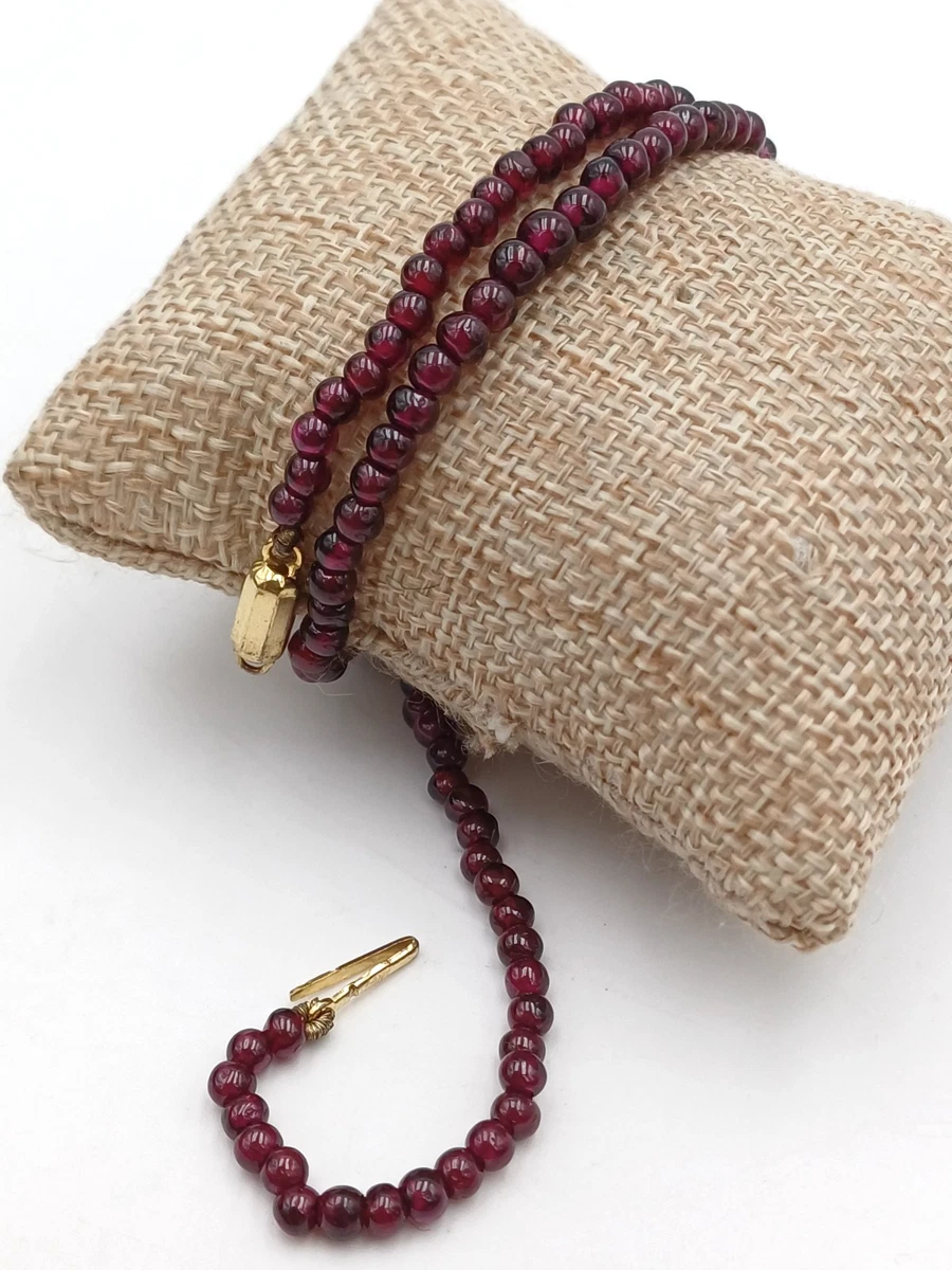Elli Collana Donna In Argento 925 Placcato Oro Con Granato Rosso - Ciondolo A Cabochon, Lunghezza 45 Cm, Regalo
