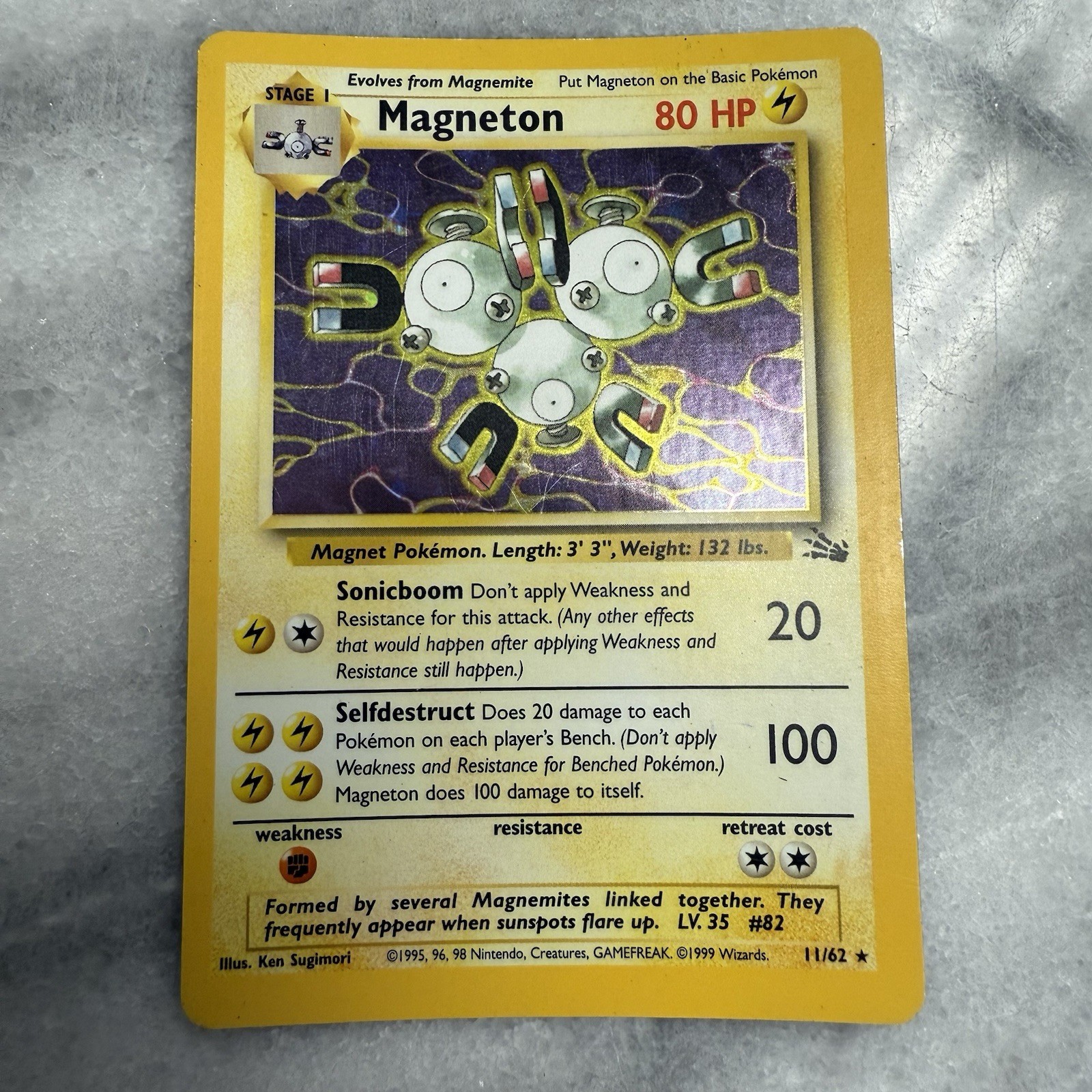 Pokemon TCG Magneton 11/62 Fossil Set Holo Rare Unlimited 1999 WOTC MP 