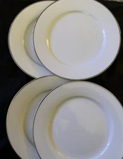 Linens N Things 10.5" White Dinner Plate W/ Platinum Rim