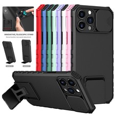 For IPhone 14 13 12 11 Pro Max Stand Slide Camera Lens Protector Phone Case