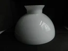 VTG OIL LAMP GLASS SHADE WHITE MILK GLASS - KEROSENE STUDENT LAMP 11 7/8" Fitter