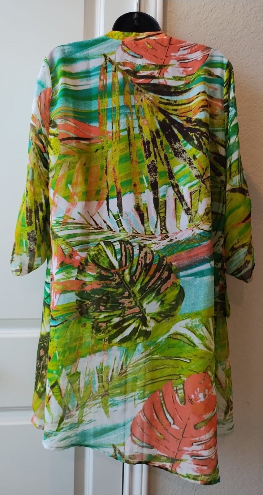 Cha Cha Vente Green Multi-Colored Split Neck 3/4 … - image 7