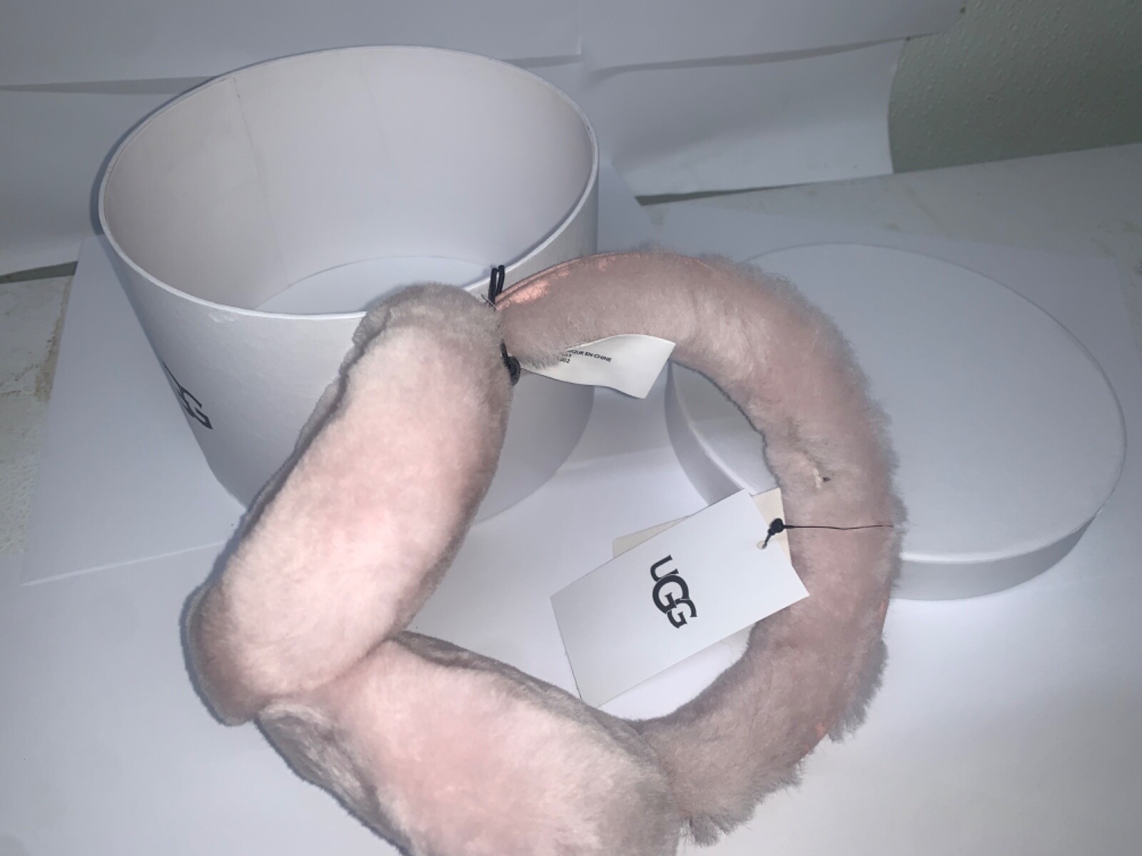 UGG Australia Logo Shearling Earmuffs with box / Pink Cloud / NWT image 5