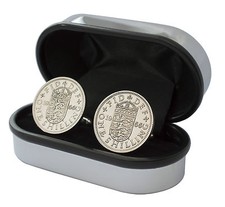 LUXURY SHILLING COIN CUFFLINKS CHOICE OF DATE 1947 TO 1966 PERFECT BIRTHDAY PRES