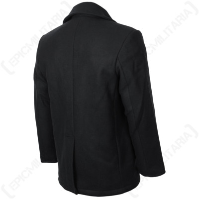 Mil-Tec US Navy Pea Coat - Black - Military Style Double Breasted