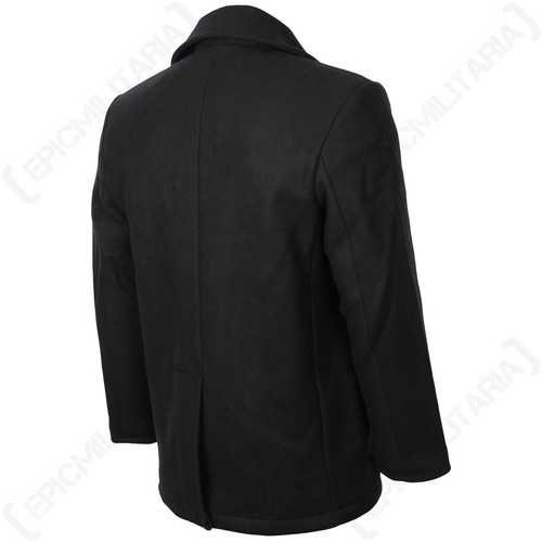 Abrigo Mil-Tec US Navy Pea - Negro - Chaqueta de lana de doble botonadura estilo militar - Imagen 3 de 8