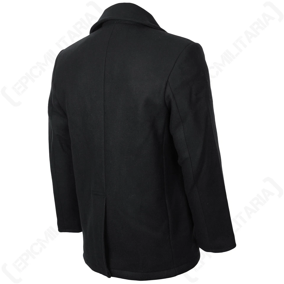 Mil-Tec US Navy Pea Coat - Black - Military Style Double Breasted Wool Jacket - Image 3 of 4