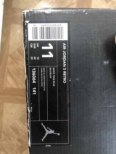 air jordan retro 3 true blue box only, No Sneakers , See Pics !! - Picture 5 of 6