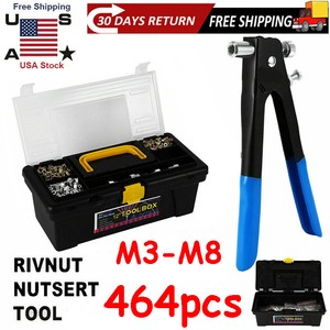 464pcs Blind Rivet Nut Rivnut Nutsert Insert Tool Rivnuts Set Kit M3 M4 M5 M6 M8 Ebay