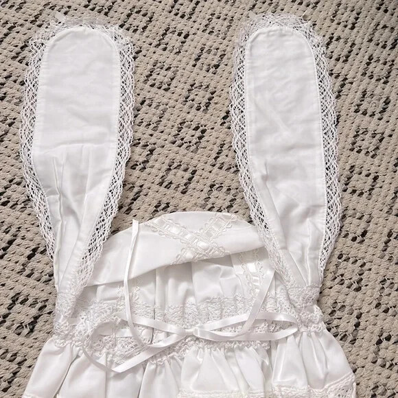 NWOT Rococo Classic Lolita Bunny Ears Bonnet ? White x White NWOT Lacy Lolita Bonnet with Bunny Ears by Rococo - Hair  main image 2