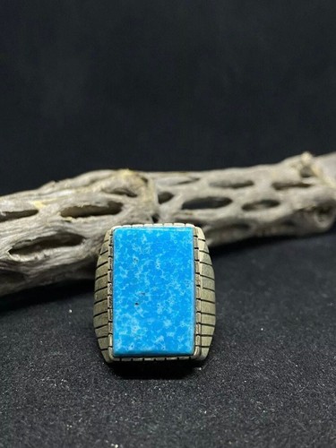 Handgefertigter Navajo San Bernardino Türkis Sterlingsilber Herrenring Größe 12