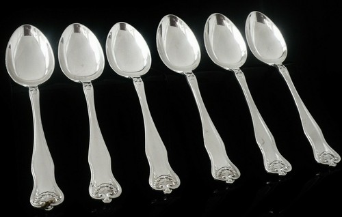 6 Sterling Silver Teaspoons, Swag & Ribbon, James Deakin & Sons ...