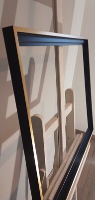 Amerikanischer Holzkistenrahmen, schwarz und gold satiniert, Panoramaformat