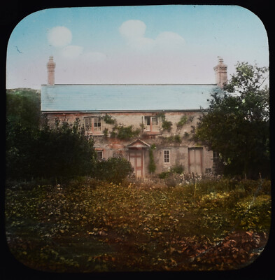 Foto ISLE OF WIGHT DAIRYMANS TÖCHTER HÄUSCHEN magische Laterne Dia um 1889 ALT