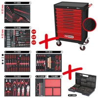 KS Tools Ecoline Schwarz/Rot Werkstattwagen Mit 7 Schubladen, 897.7598