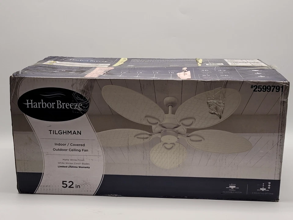 Harbor Breeze, 52" Indoor/Outdoor Ceiling Fan w White Wicker Blades | "Tilghman" - Image 3 of 4
