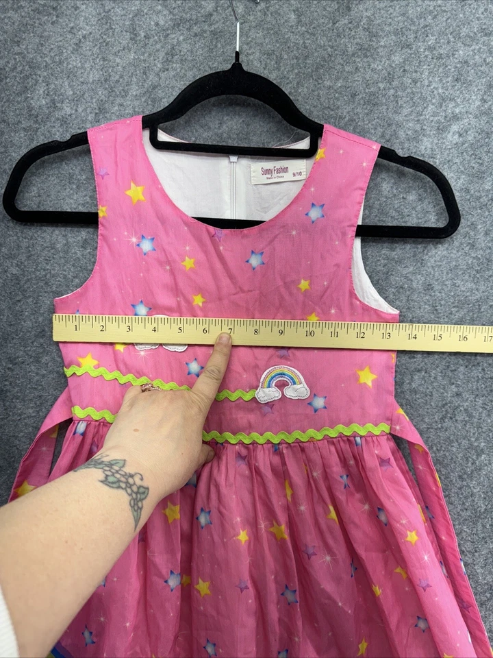 Soleado Moda Colorido Vestido Unicornio Arco Iris Estrellas Fiesta Niñas Vestido Talla 9/10 Foto 4 de 4