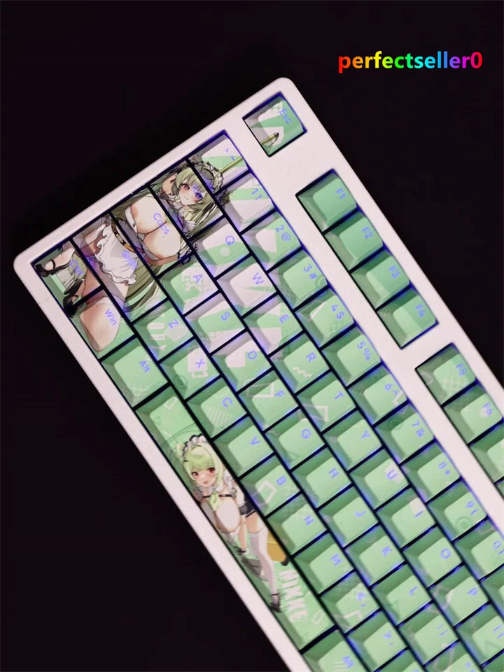 Game Nikke Soda Keycap Button PBT Cherry MX 108Keys Sublimation Cyan For Keypads - Image 2 of 4