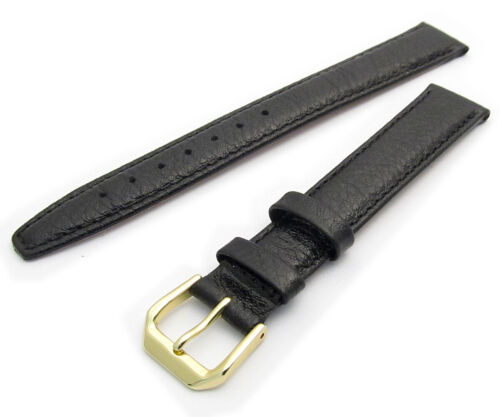 CONDOR XL Extra Long Padded Buffalo Calf Leather Watch Strap 16mm Black g 074L - Afbeelding 1 van 2