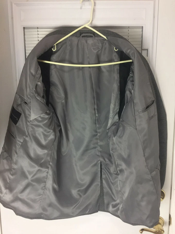 Jaqueta esportiva masculina blazer de dois botões preta e cinza Statements tamanho 44 curta - Imagem 3 de 4