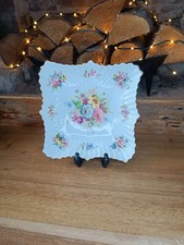 Victorian HAMERSLEY Square Dish/Rare Vintage Handpainted Bone China Gold Trimmed
