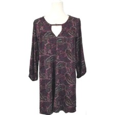 American Eagle Paisley Print Dress Keyhole Neckline 3/4 Sleeve Small