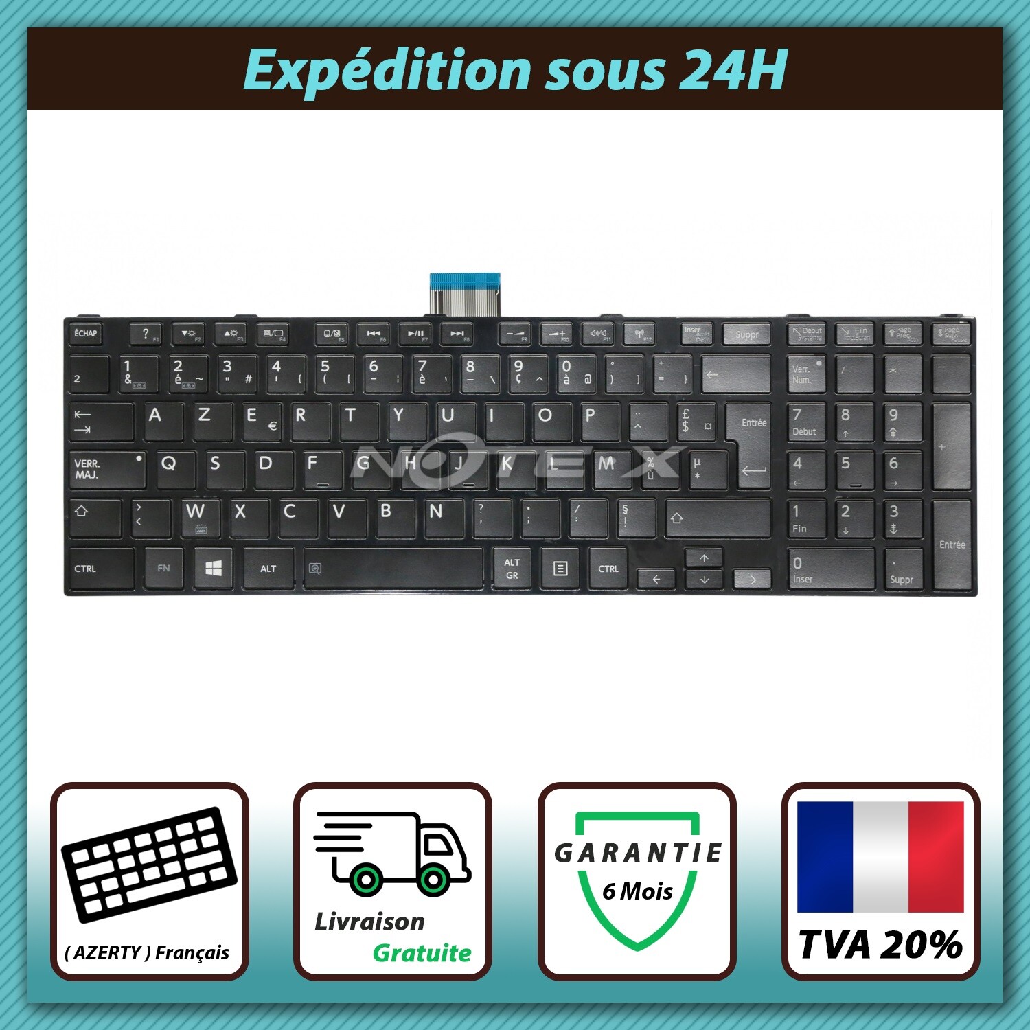 Clavier AZERTY Toshiba Satellite M50-A-116 et C70-B noir de rechange