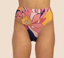 Trina Turk Swim Breeze Fold Over High Waist Bottom, Multicolor, Size 4, 88