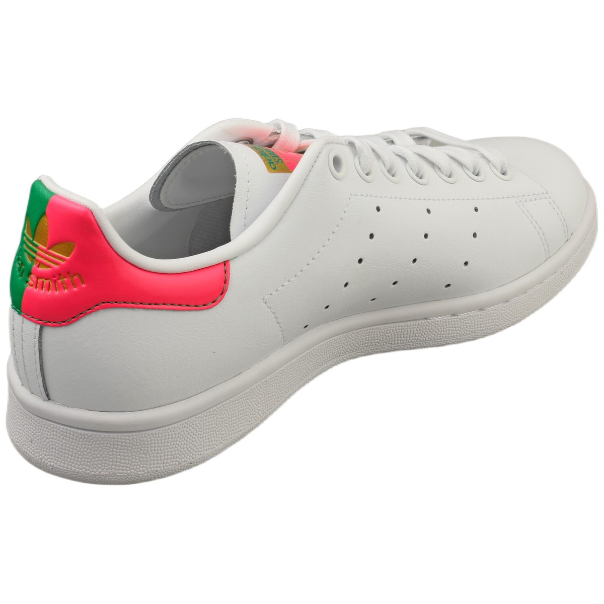 adidas Stan Smith Womens Classic Sneakers in White Green Pink