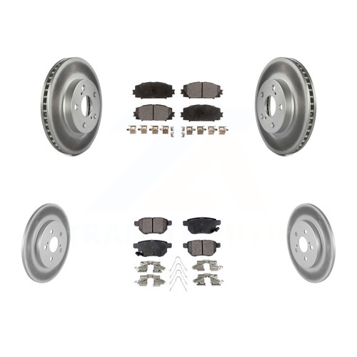 Front Rear Coated Disc Brake Rotors And SemiMetallic Pads Kit For