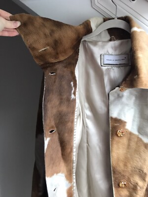 Long Cowhide Hair Dame E Cavalieri Coat Large Leather Hide Jacket